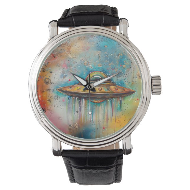 Whimsical Fun UFO Armbanduhr (Vorderseite)