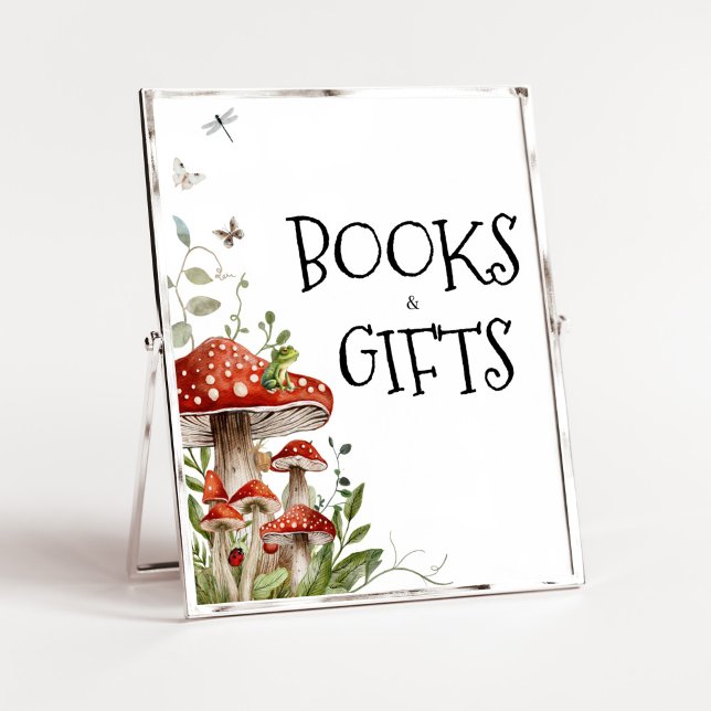 Whimsical Fungi Mushroom Fall Bücher und Geschenke Poster (Whimsical Mushroom Baby Shower Books and Gifts Sign)