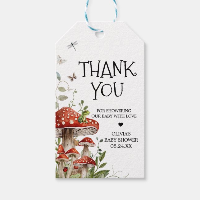 Whimsical Fungi Mushroom Gefallen Tags Geschenkanhänger (Vorderseite)