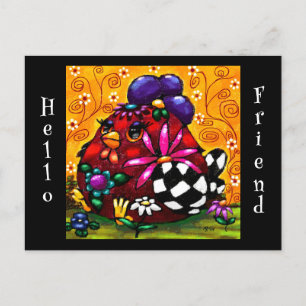 Whimsical Funky Chunky Floral Chicken Colorful Postkarte