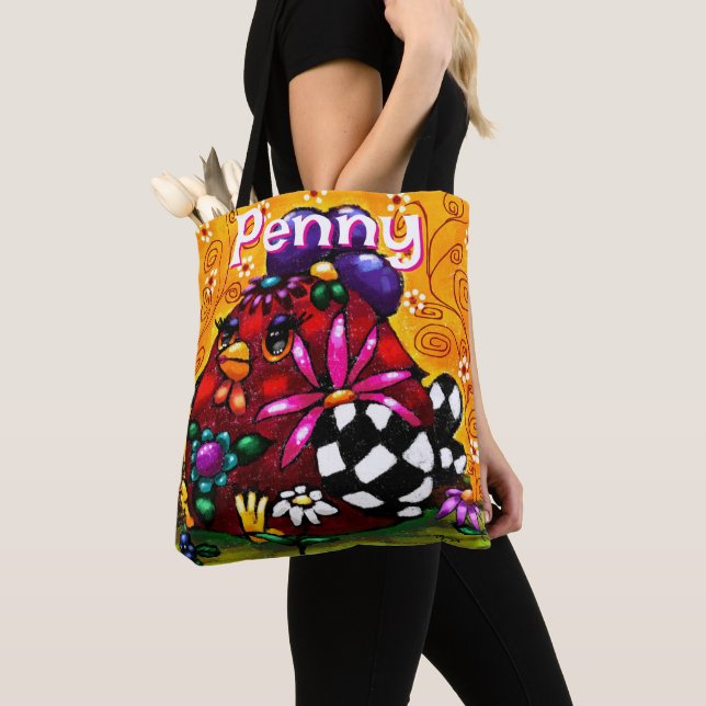Whimsical Funky Chunky Floral Chicken Personalisie (Von Nahem)