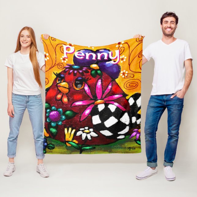 Whimsical Funky Chunky Floral Chicken Personalisie Fleecedecke (Beispiel)