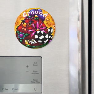 Whimsical Funky Chunky Floral Chicken Personalisie Magnet