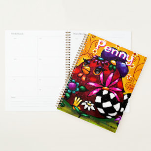 Whimsical Funky Chunky Floral Chicken Personalisie Planer