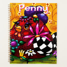 Whimsical Funky Chunky Floral Chicken Personalisie Planer