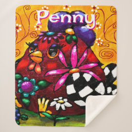 Whimsical Funky Chunky Floral Chicken Personalisie Sherpadecke