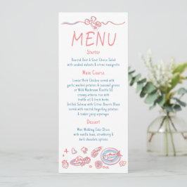 Whimsical Funky Decor Handwritten Wedding Menu Menükarte