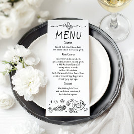 Whimsical Funky Decor Handwritten Wedding Menu Menükarte