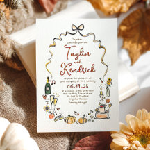 Whimsical Funky Hand Drawn Doodles Fall Wedding