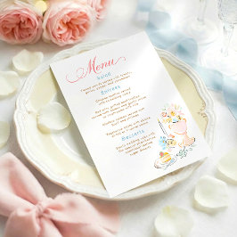 Whimsical Funky Hand Drawn Pastel Wedding Menu Menükarte