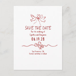 Whimsical Funky Hand Drawn Save The Date Ankündigungspostkarte