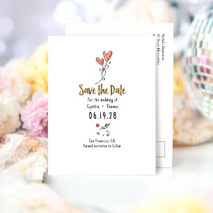 Whimsical Funky Hand Drawn Save the Date Ankündigungspostkarte
