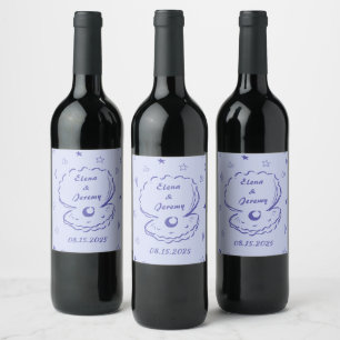 Whimsical Funky Hand Drawn Wedding Wine Label Weinetikett