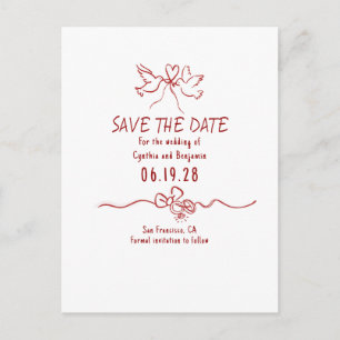 Whimsical Funky Handgezeichnete Save-The-Date-Kart Ankündigungspostkarte