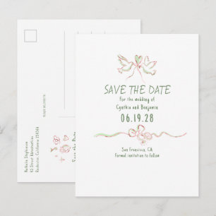 Whimsical funky handgezeichnete Save-The-Date-Kart Ankündigungspostkarte