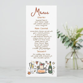 Whimsical Funky Handwritten Fall Wedding Menu Menükarte