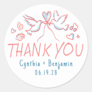 Whimsical Funky Niedlich Hand Drawn Wedding Vielen Runder Aufkleber