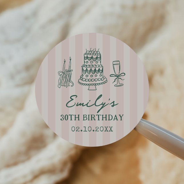 Whimsical Funky Quirky 30th Birthday Party Runder Aufkleber (Von Creator hochgeladen)