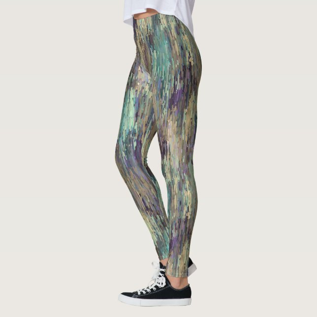Whimsical Funky Violet Lila Aquamarine Streifen Ar Leggings (Links)
