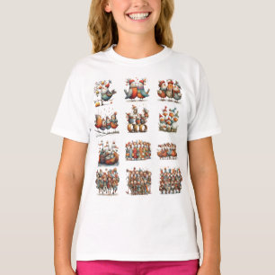 Whimsical Funny 12 Tage Weihnachten Mädchen T-Shirt