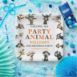 Whimsical Funny Animals 2nd Birthday Party Pappteller