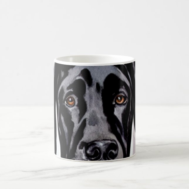 Whimsical Funny Black Great Dane Sie beobachten Kaffeetasse (Mittel)