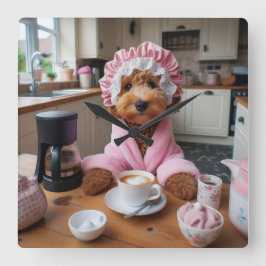 Whimsical Funny Dog Wall Clock Quadratische Wanduhr