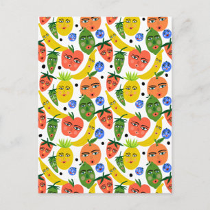 Whimsical Funny Fruchtsalat Muster Postkarte