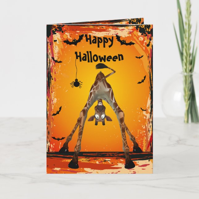 Whimsical Funny Giraffe Halloween Card Karte (Vorderseite)
