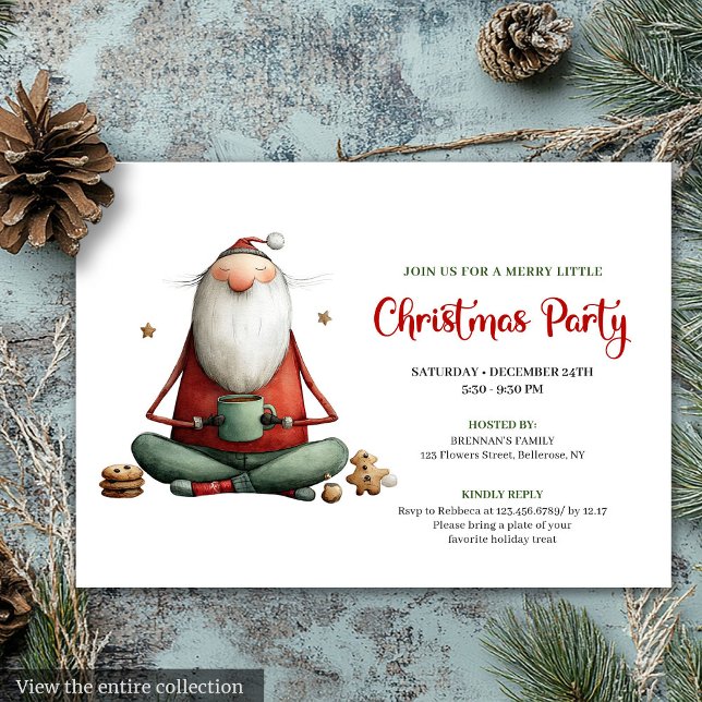 Whimsical Funny Santa Classic Christmas Invitation Einladung (Whimsical Funny Santa Classic Christmas Invitation)