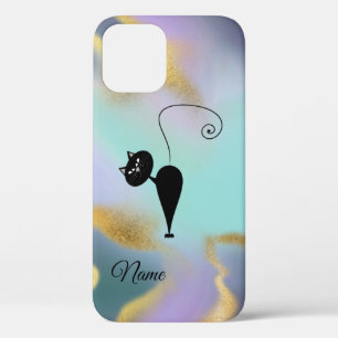 Whimsical Funny trendy Black Cat abstrakt Case-Mate iPhone Hülle