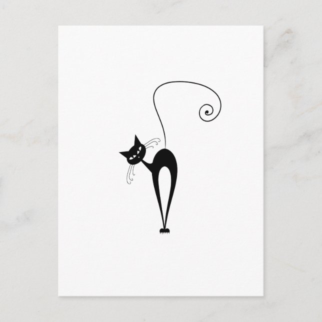 Whimsical Funny trendy schwarze Katze wählen Hinte Postkarte (Vorderseite)