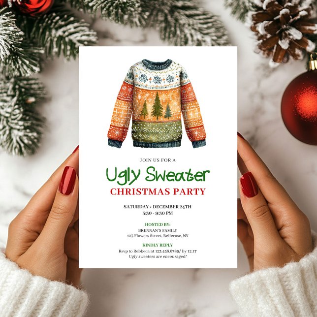 Whimsical Funny Ugly Sweater Holiday Design Einladung (Whimsical Funny Ugly Sweater Holiday Design)