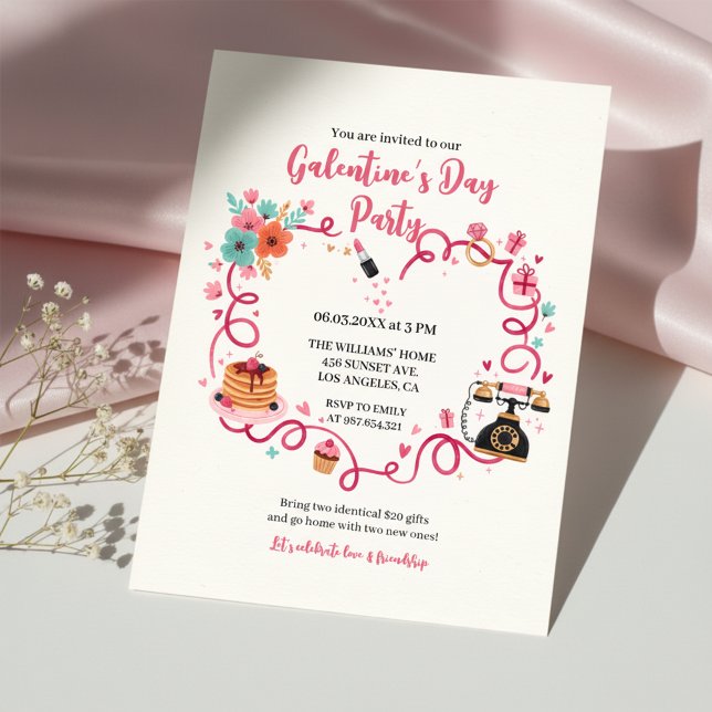 Whimsical Galentines Invitation Vintage Phone Einladung (Von Creator hochgeladen)