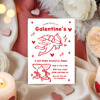 Whimsical Galentines Valentines girls  Party Einladung