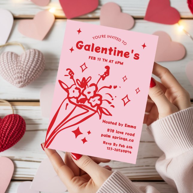 Whimsical Galentines Valentines girls  Party Einladung (Von Creator hochgeladen)