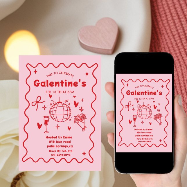 Whimsical Galentines Valentines girls  Party Einladung (Von Creator hochgeladen)
