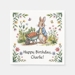 Whimsical Garden Bunny Boy Birthday Bash Serviette