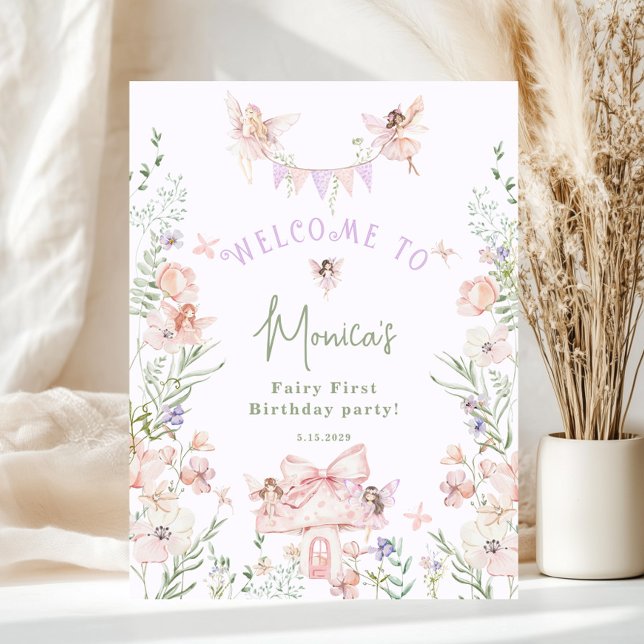 Whimsical garden Fairy First Birthday Welcome Poster (Von Creator hochgeladen)
