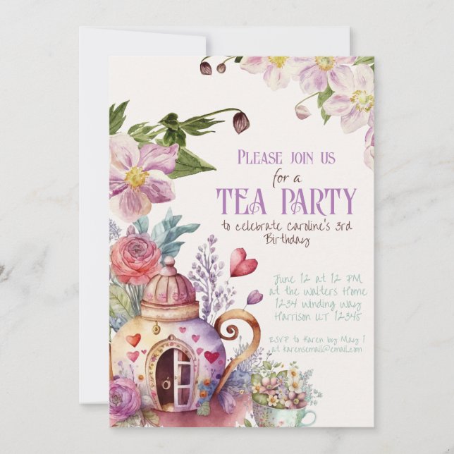 Whimsical Garden Fairytale Teezeremonie Party Einladung (Vorderseite)