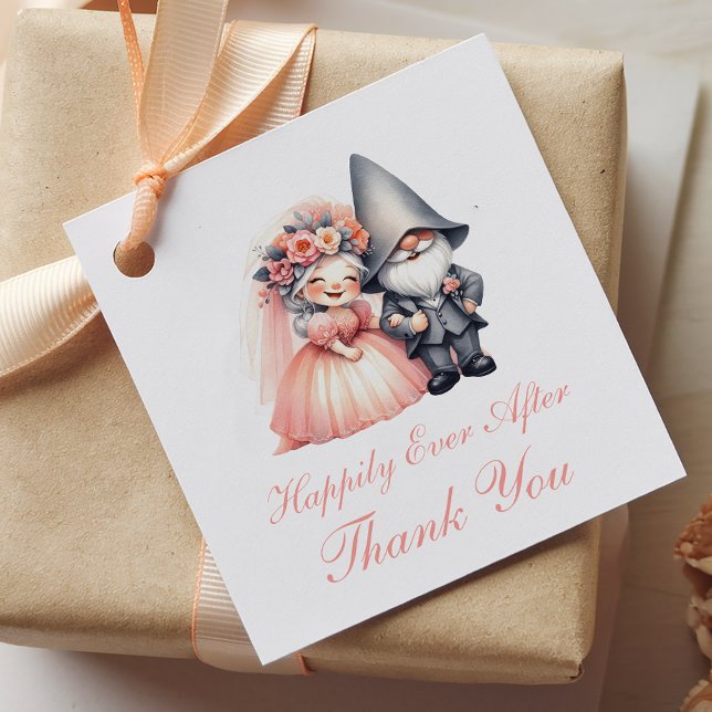 Whimsical Garden Gnome Orange Wedding Vielen Dank Geschenkanhänger (Von Creator hochgeladen)