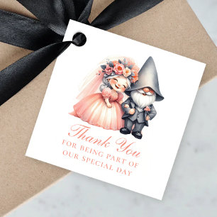 Whimsical Garden Gnome Orange Wedding Vielen Dank Geschenkanhänger