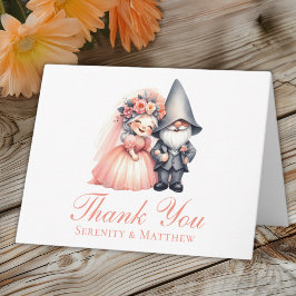 Whimsical Garden Gnome Orange Wedding Vielen Dank Karte