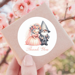Whimsical Garden Gnome Rustic Wedding Vielen Dank Runder Aufkleber