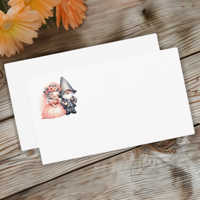 Whimsical Garden Gnome Rustikale Waldhochzeit Platzkarte (Von Creator hochgeladen)