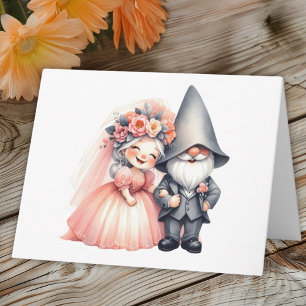 Whimsical Garden Gnome Summer Orange Wedding Karte