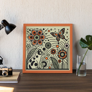 Whimsical Garden Harmonie: Katze, Blume und Butter Poster