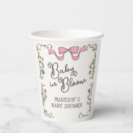 Whimsical Garden Party Doodle Floral Baby Dusche Pappbecher