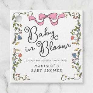 Whimsical Garden Party Floral Doodle Kinderdusche Geschenkanhänger