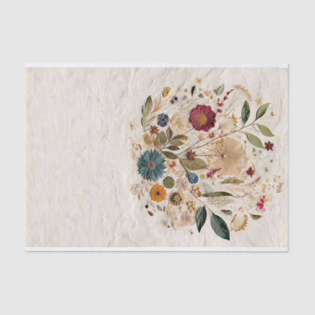 Whimsical Garden Pressed Blume Bohemisch Hochzeit Seidenpapier (Vorderseite)